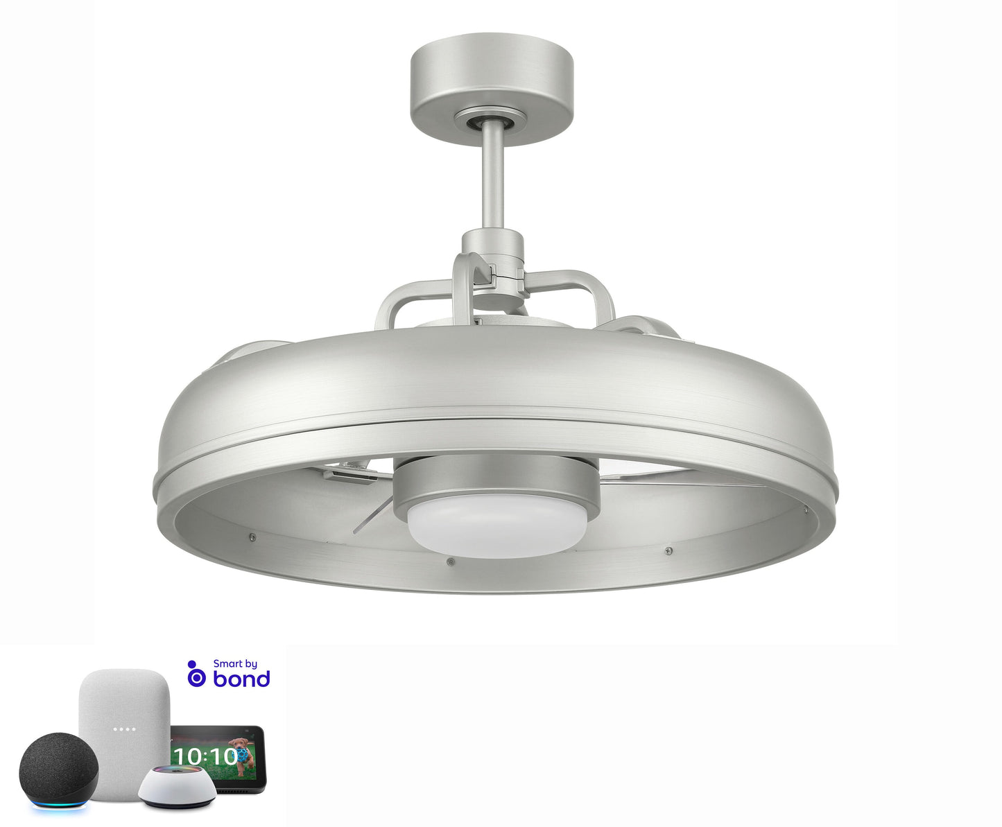 Craftmade Taylor 24-in Painted Nickel with Clear Acrylic Blades Integrated LED Covered Outdoor Smart Fandelier Ceiling Fan With Light and Remote Included 3 -Blade