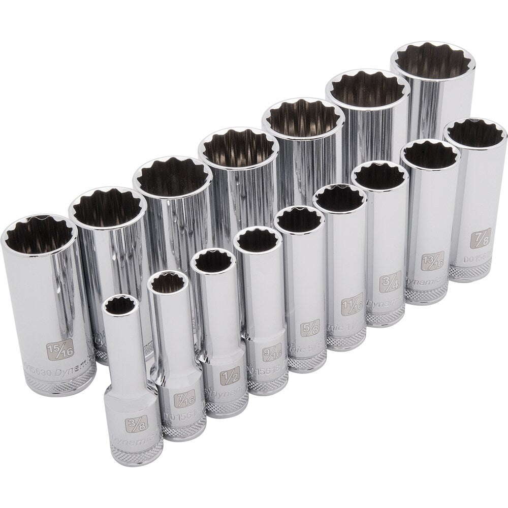 Dynamic 1/2-in Drive Standard (SAE) Deep Socket Set (16-Pieces) D018003