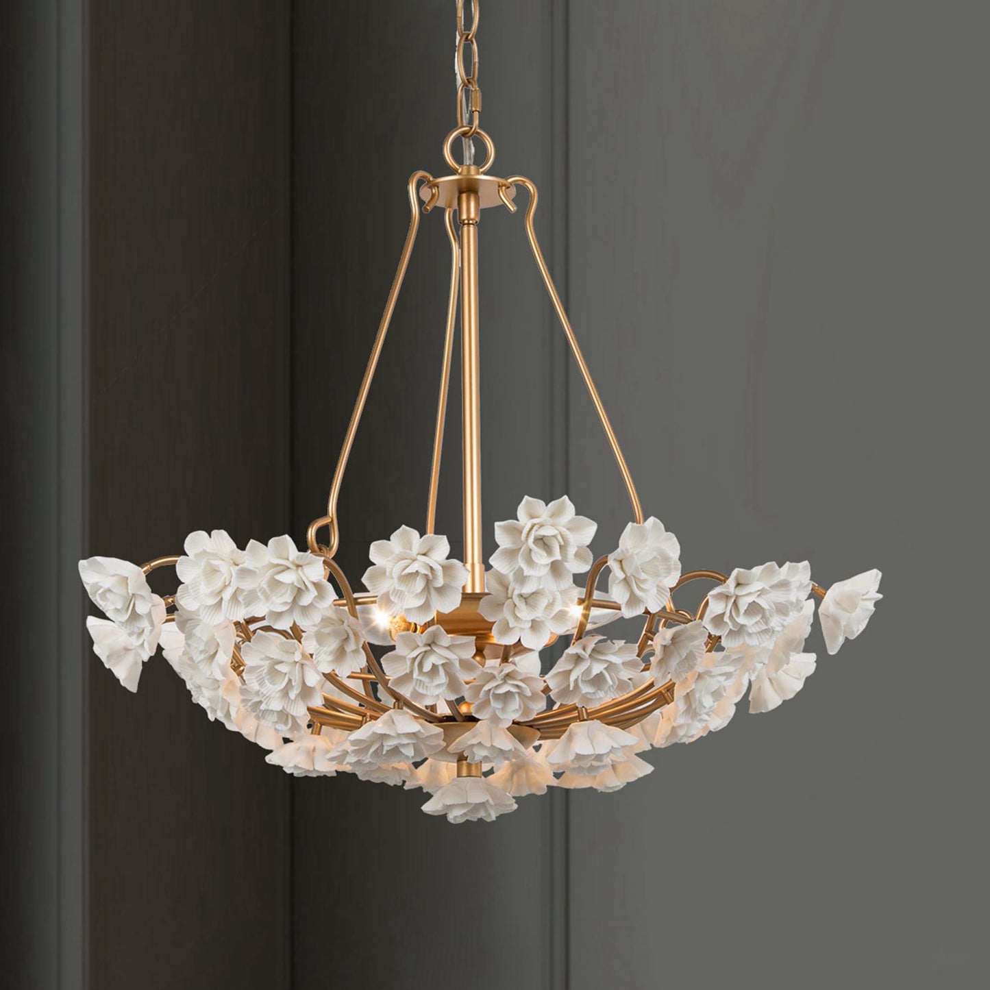 Uolfin Olivia 3 -Light Matte Gold Indoor Metal Chandelier