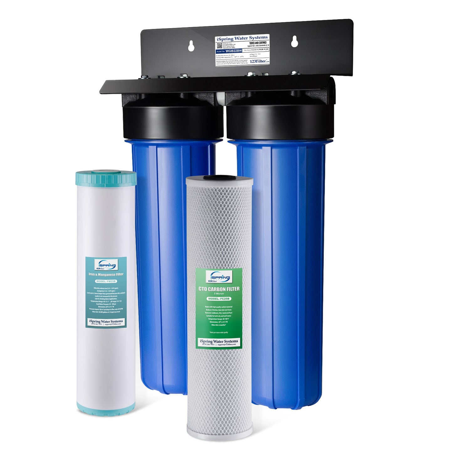 iSpring Iron Manganese and Carbon Whole House Water Filtration System Dual-Stage 15-GPM