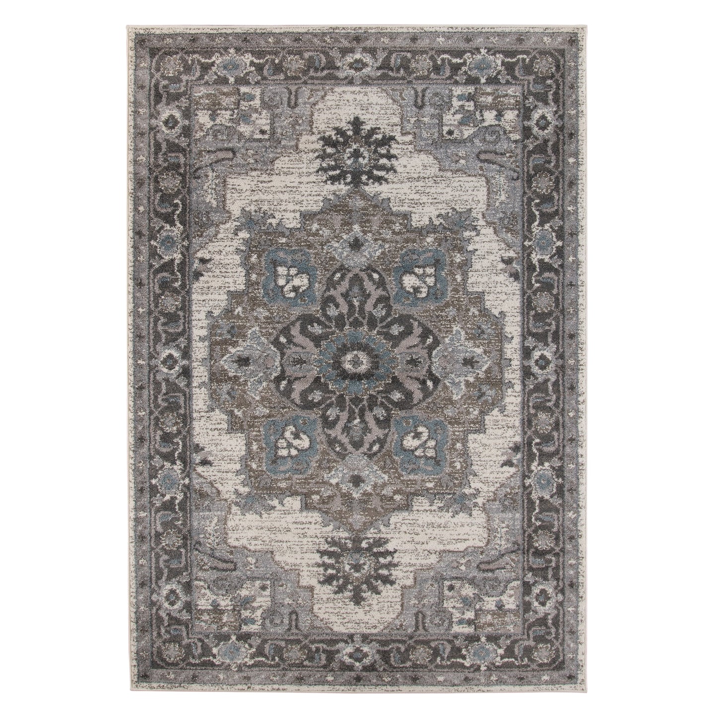 AMER Alexandria 8 x 10 (ft) Loomed Polypropylene Taupe Rectangular Indoor Medallion Spot Clean Only Area rug