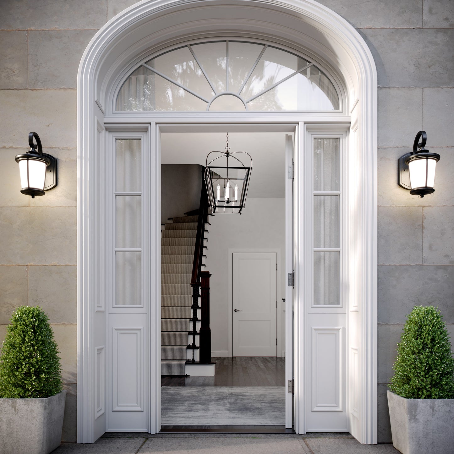 Generation Lighting Charleston 4 -Light Midnight Black Transitional Lantern Medium (10-22 inches) Indoor Hanging Pendant Light