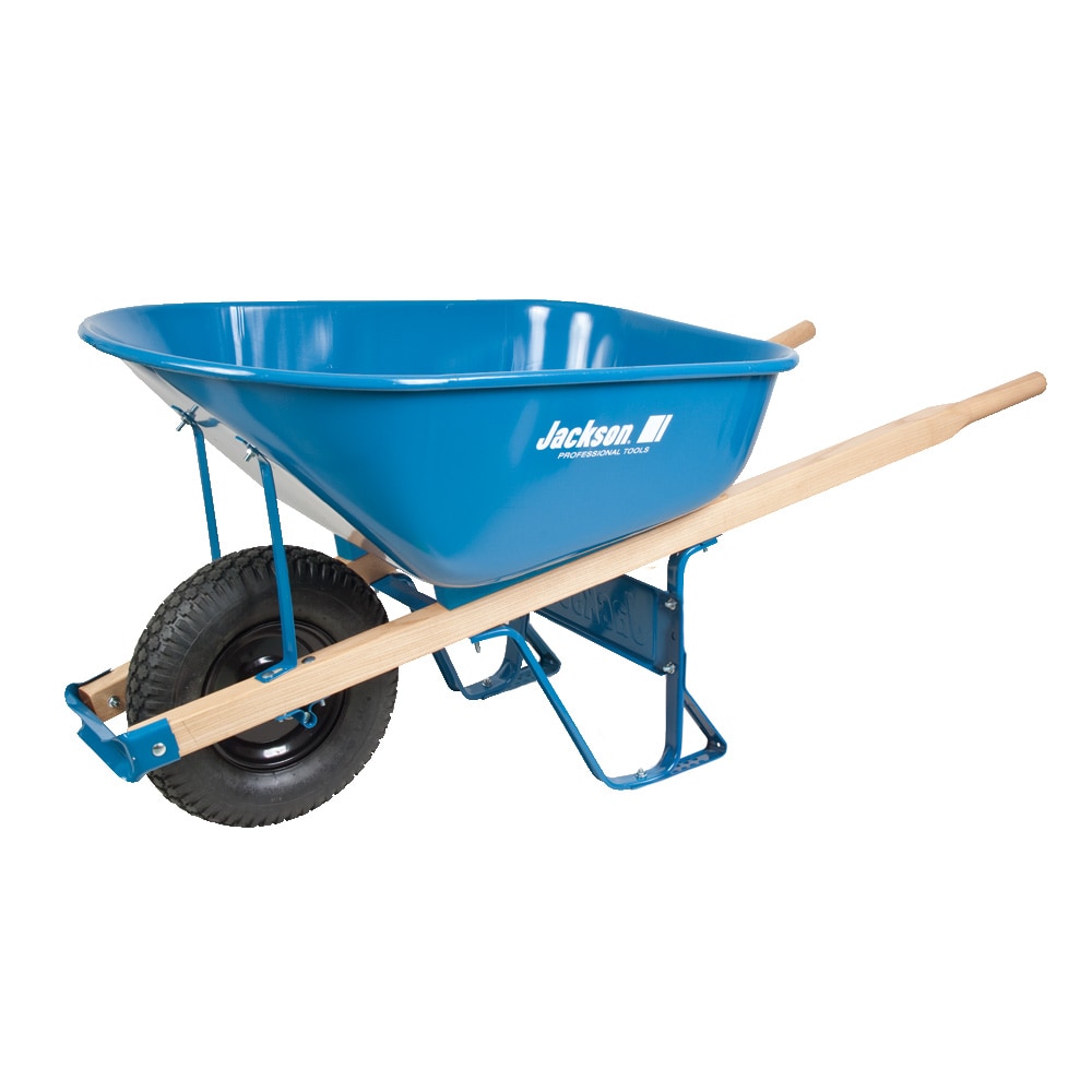 JACKSON 6-cu ft 1 Wheel Steel Push Wheelbarrow Flat-Free Tire M6FFKBLW12