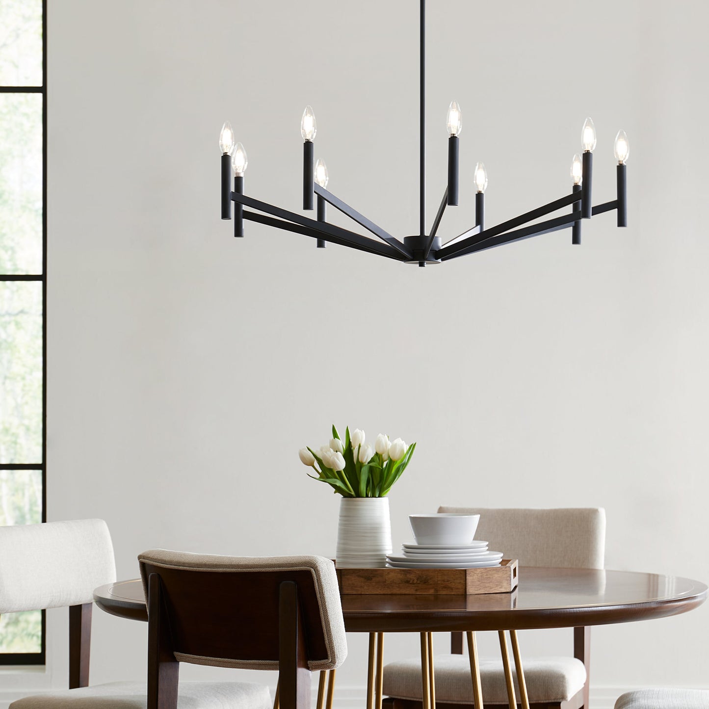 Generation Lighting Vector 9 -Light Matte Black Indoor Metal Chandelier