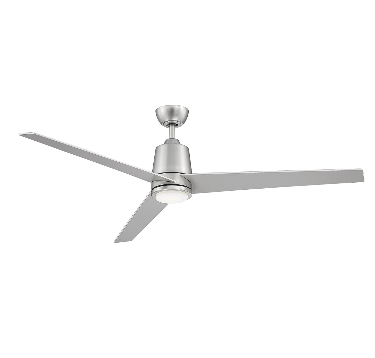 Meridian Lite Trends Meridian 56-in Brushed Nickel with Silver/Matte White Blades Integrated LED Covered Outdoor Ceiling Fan With Light 3 -Blade