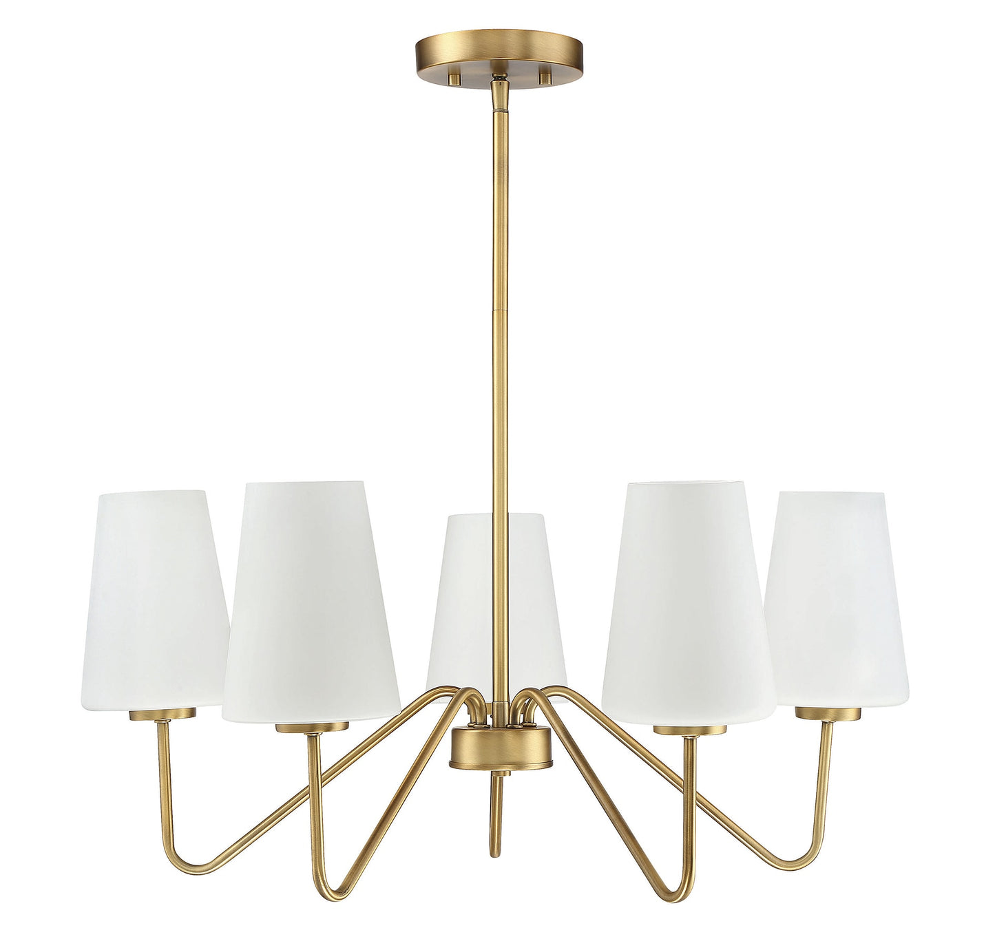 Meridian Lite Trends Meridian 5 -Light Brushed Brass Modern/contemporary For Use in Bedrooms, Dining Rooms, Foyers, Kitchens, Living Rooms Chandelier