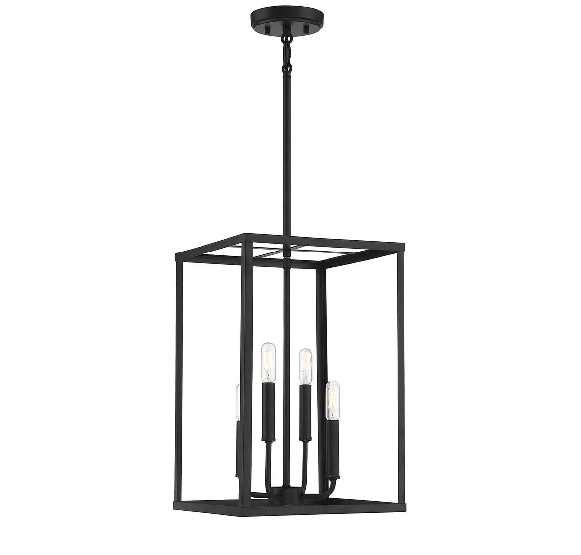 Meridian Lite Trends Meridian 4 -Light Matte Black Traditional Square Medium Indoor Hanging Pendant Light