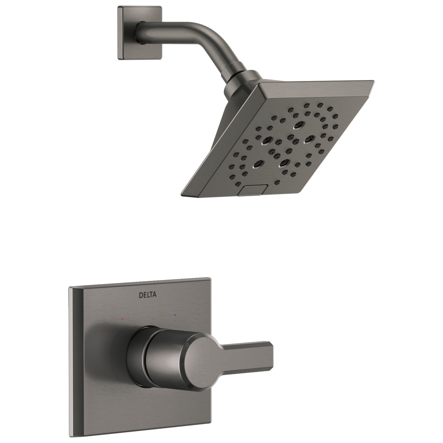 Delta Pivotal Lumicoat Black Stainless 1-handle 5.75-in Square Shower Faucet with Valve (Multi-function)
