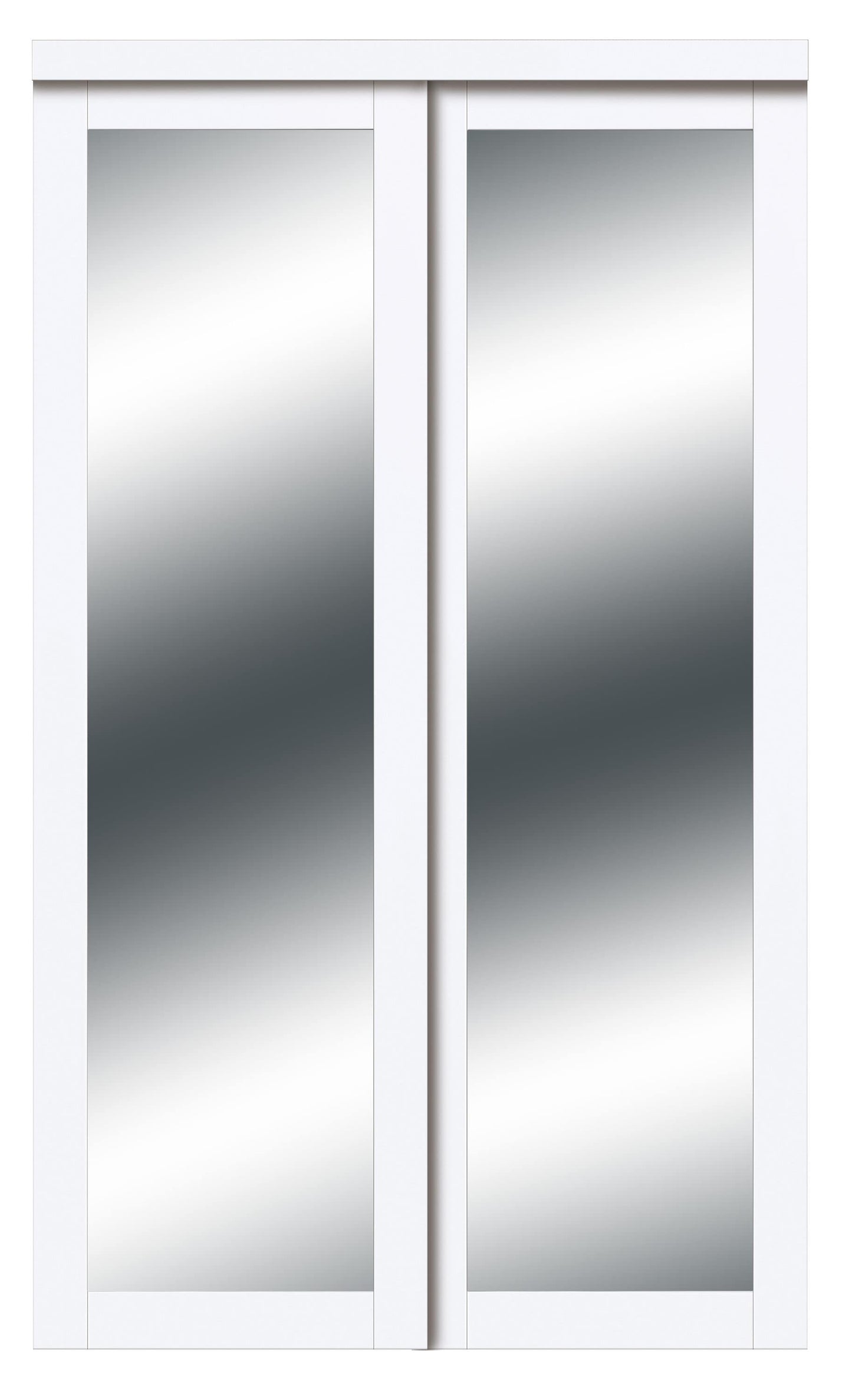 RELIABILT Harmony 72-in x 80-in Pure White 1-panel Mirrored glass Prefinished MDF Closet Sliding Door ( Hardware Included )