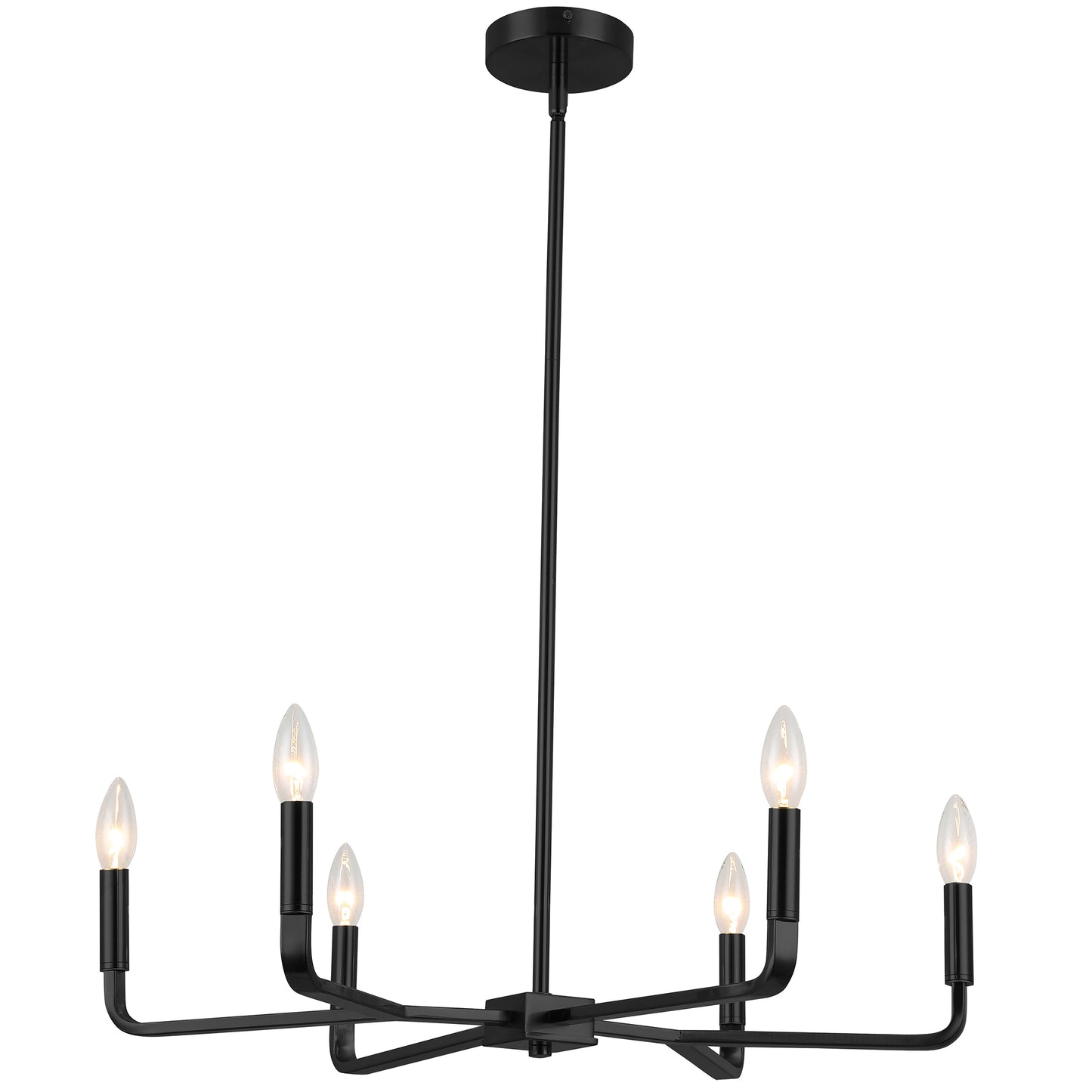 Dainolite Colette 6 -Light Matte Black Modern/contemporary For Use in Bathrooms, Bedrooms, Dining Rooms, Foyers, Kitchens, Living Rooms Chandelier