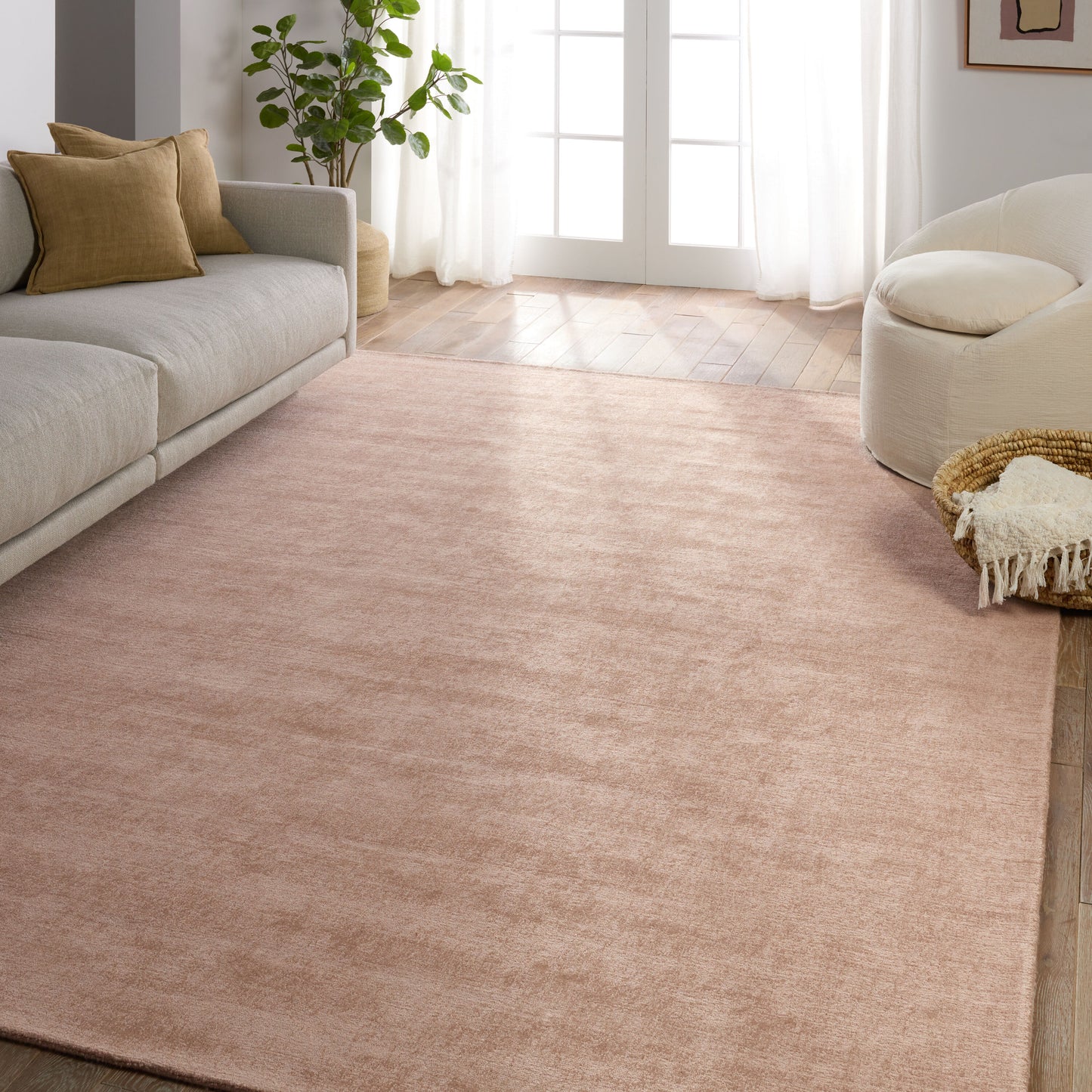 Jaipur Living Fletcher 4 x 6 (ft) Woven Synthetic Blush Rectangular Indoor Solid Farmhouse/Cottage Area rug
