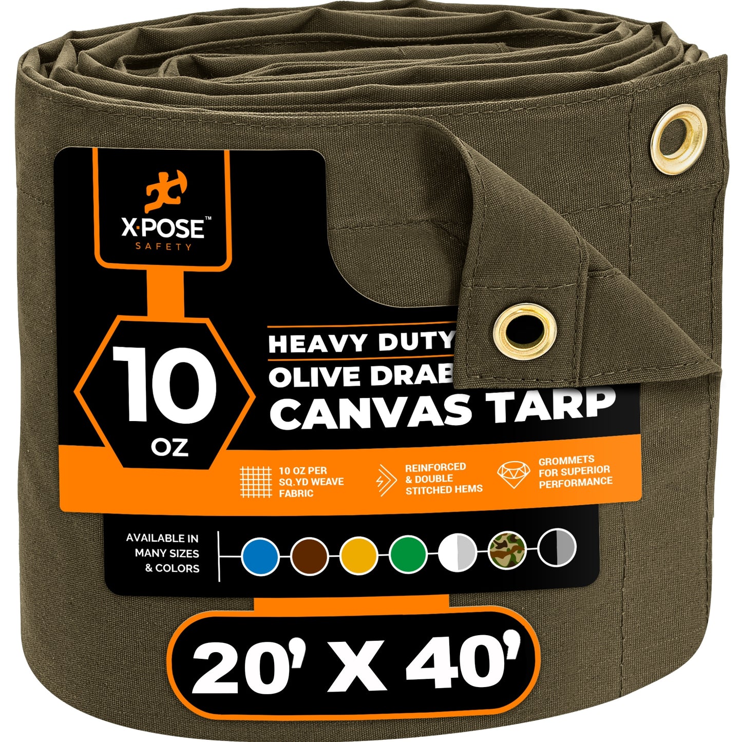 XPOSE SAFETY 20-ft x 40-ft Green Commercial Canvas 14-mil Tarp