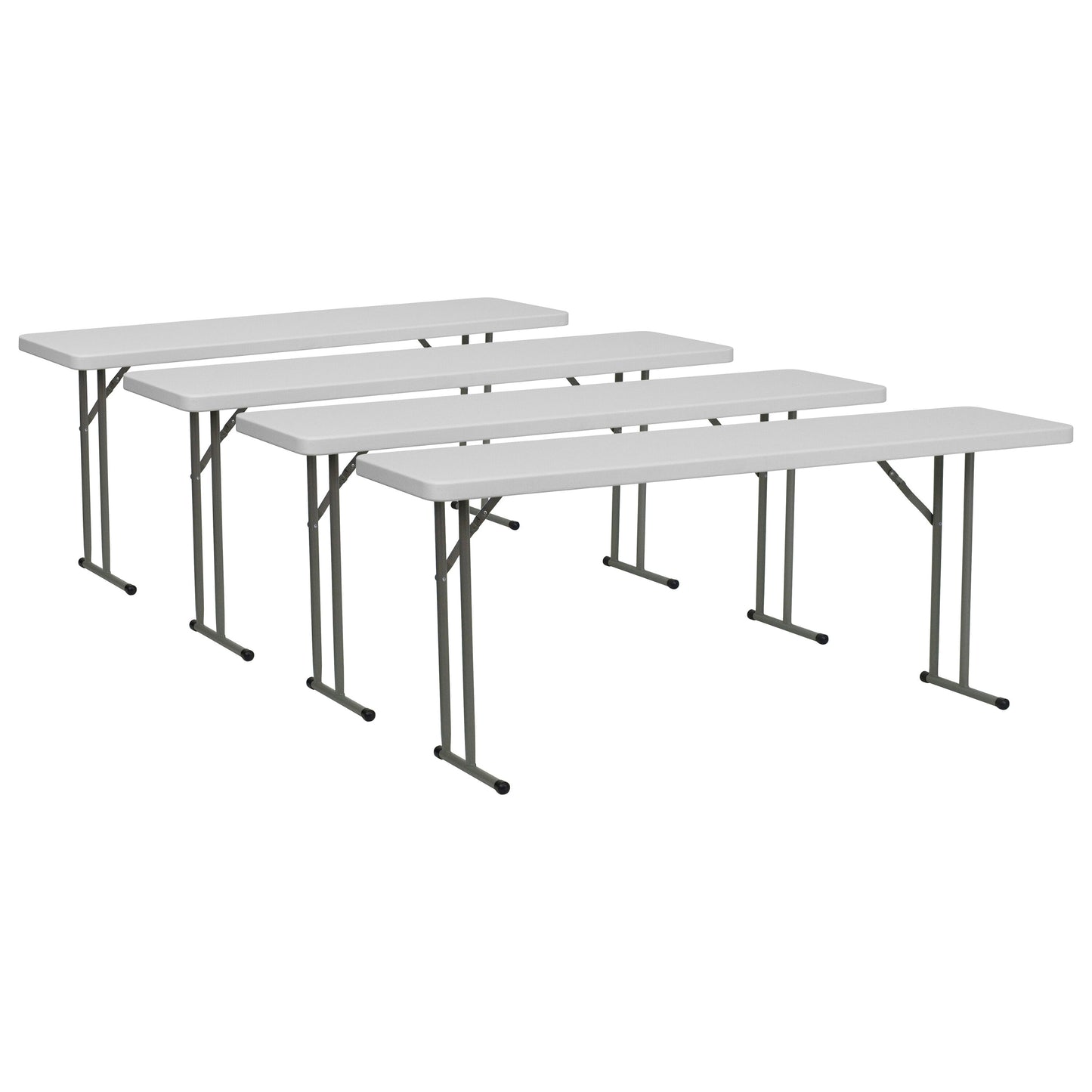 Flash Furniture 4 -Pack 1.5-ft x 6-ft Indoor Rectangle Plastic White Folding banquet table 3 -Person