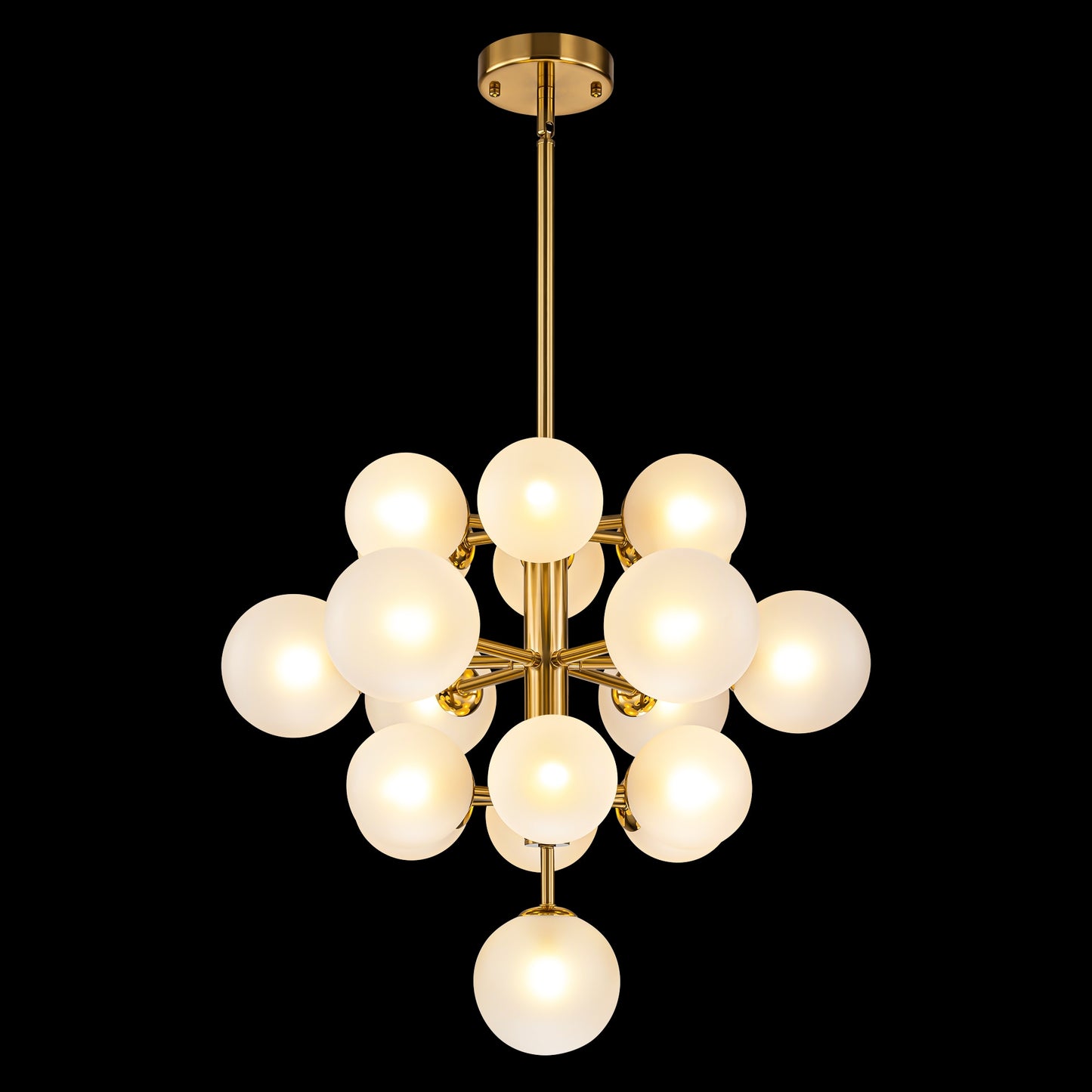 Rennnsan Alex 19 -Light Brushed Gold Indoor Opal glass Glass Metal Chandelier