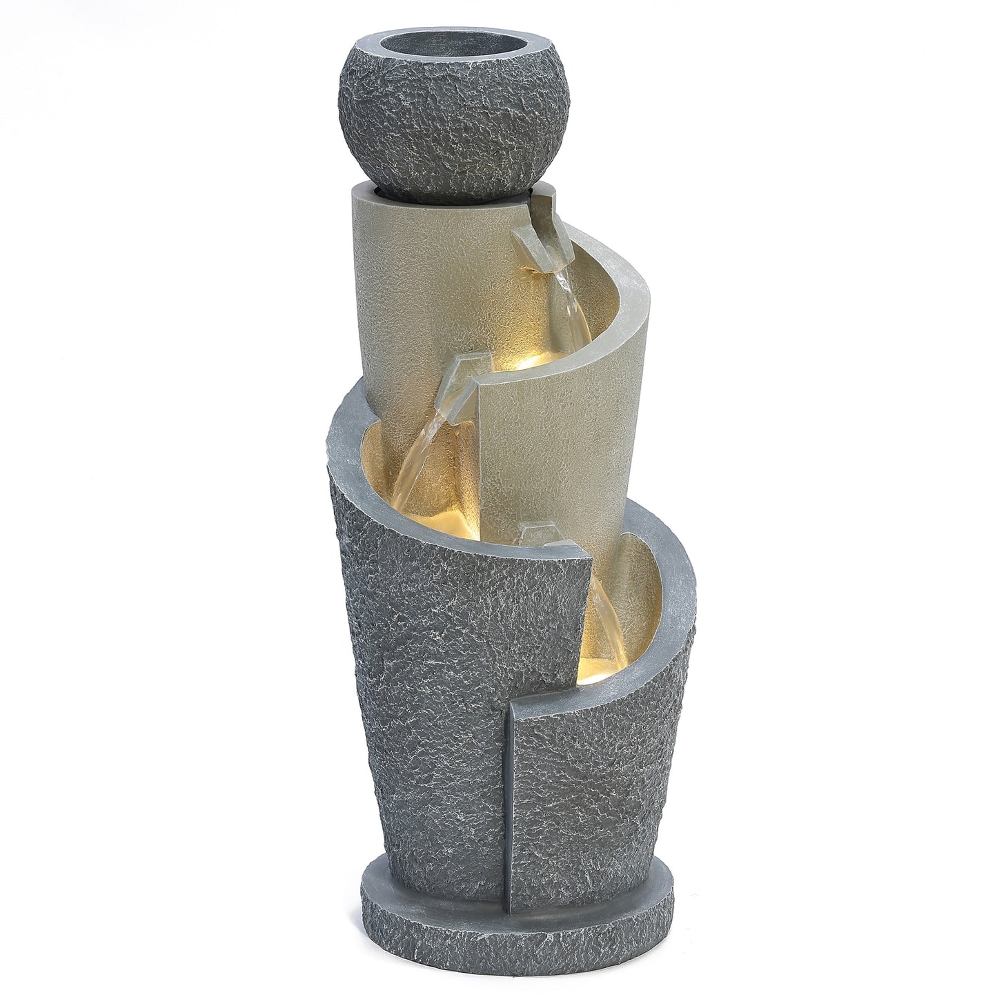 LuxenHome 26.57-in H Resin Outdoor Fountain Statue Pump Included