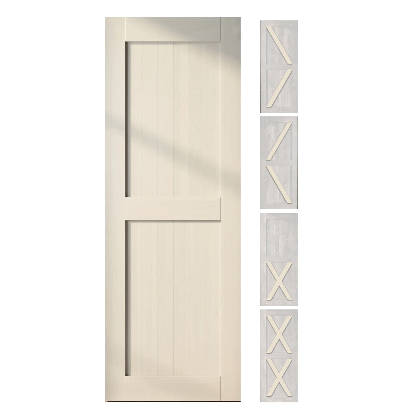 HOMACER 34-in x 80-in Tinsmith Gray Pine Wood Solid core Single Barn Door (Hardware Not Included)