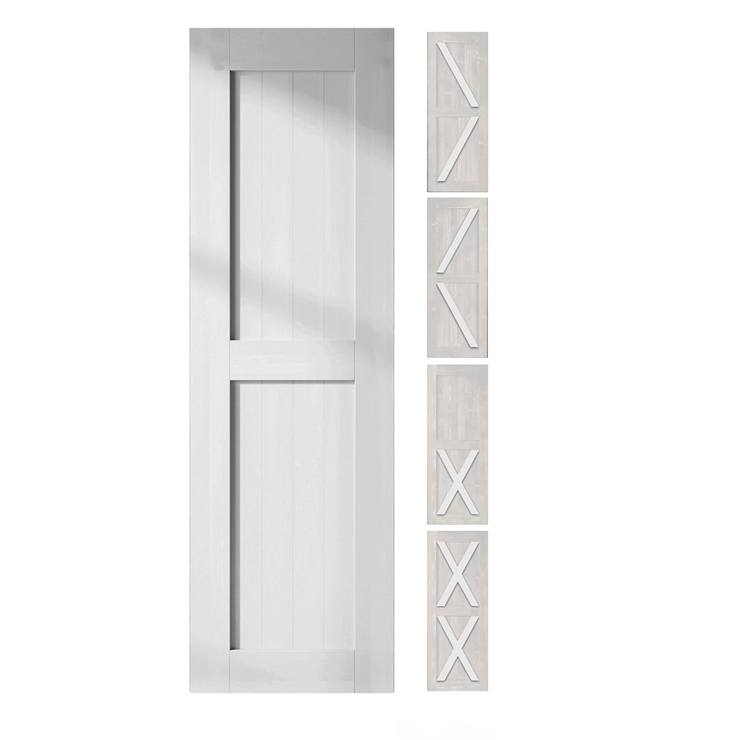 HOMACER 30-in x 80-in White Pine Wood Solid core Single Barn Door (Hardware Not Included)
