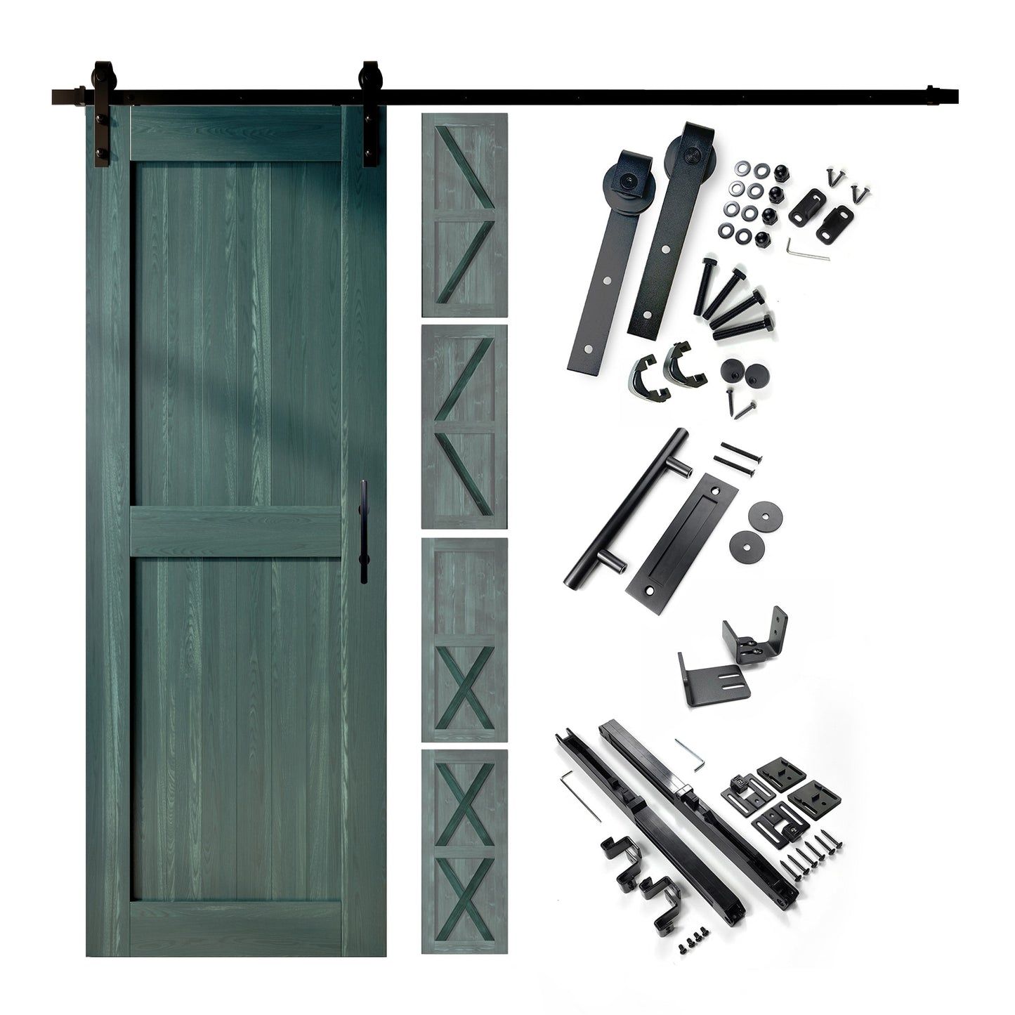 HOMACER 32-in x 80-in Royal Pine Pine Wood Solid core Single Barn Door (Hardware Included)