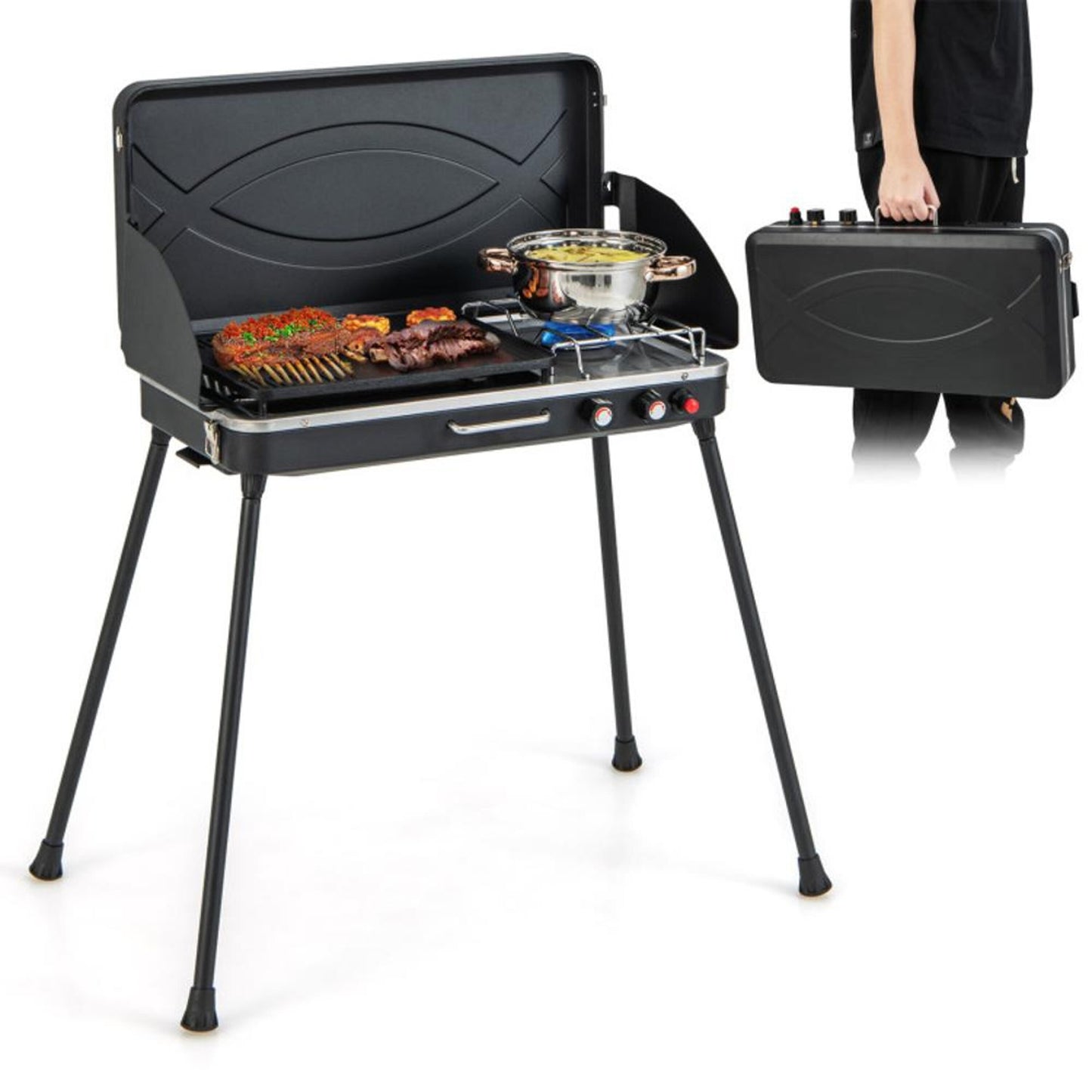 BABOOM Gas Grill Black 1 -Burner Liquid Propane Gas Grill