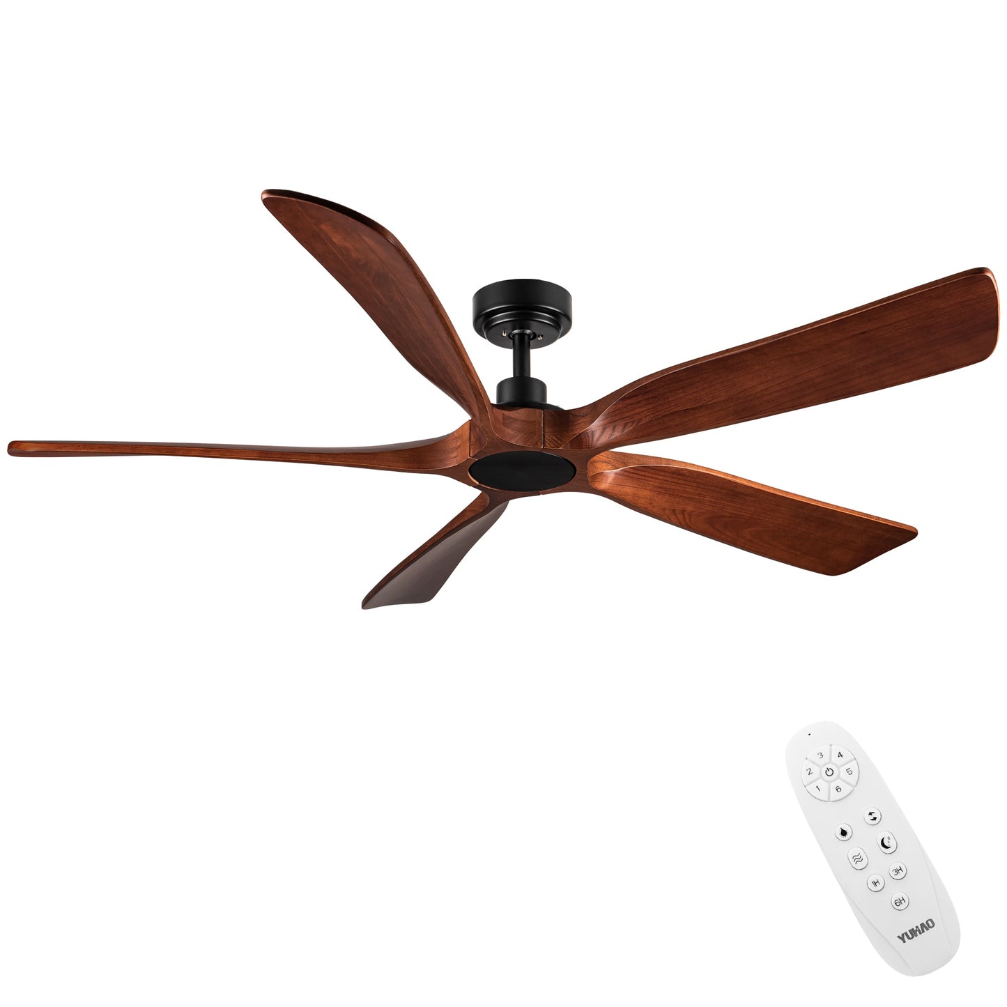 YUHAO Karimoku 60-in KarimokuI Black with Matte Blades Ceiling Fan Without Light 5 -Blade