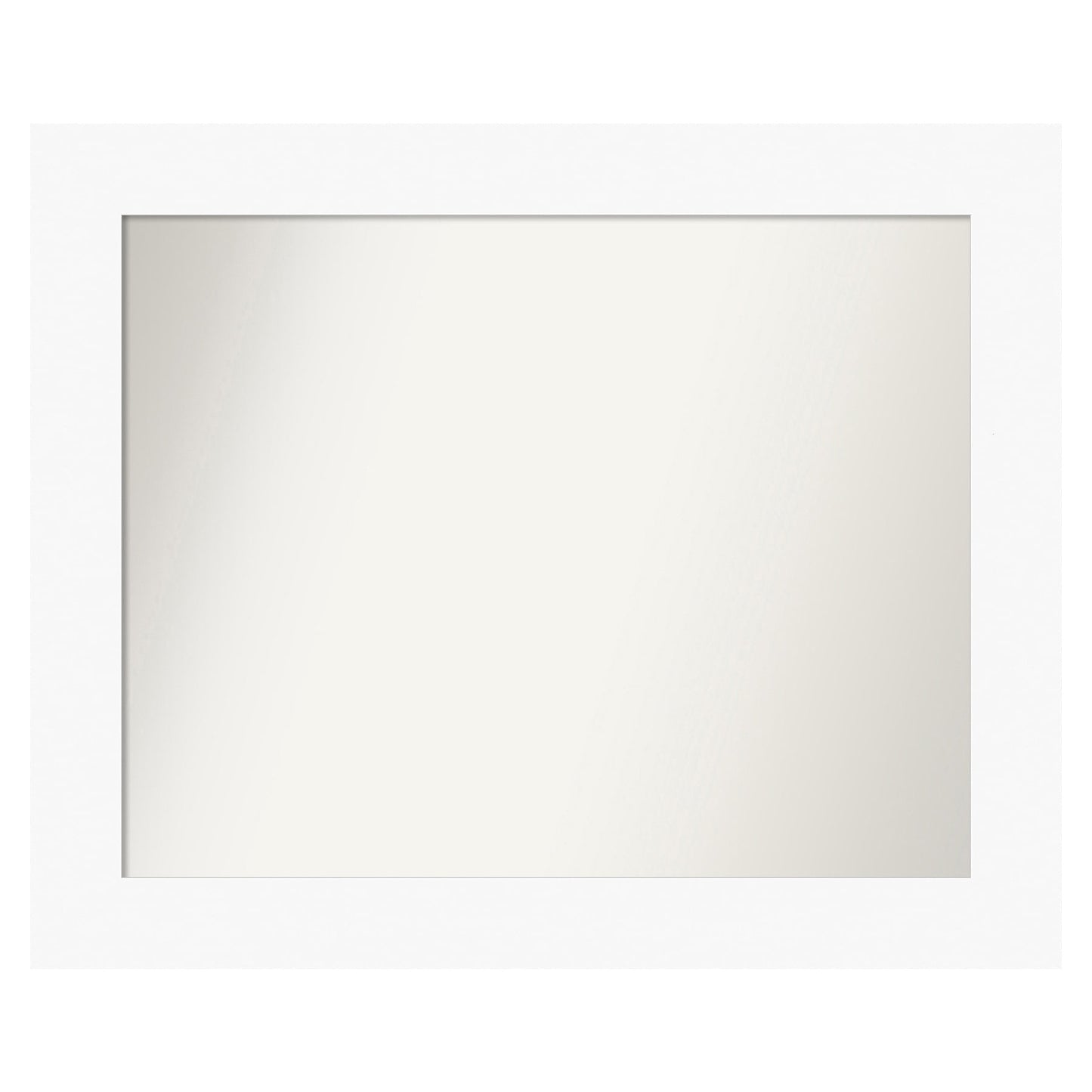 Amanti Art Basic White Frame 33.5-Inches W x 27.5-Inches H Rectangle Salon Scoop Silver Framed Vanity Mirror
