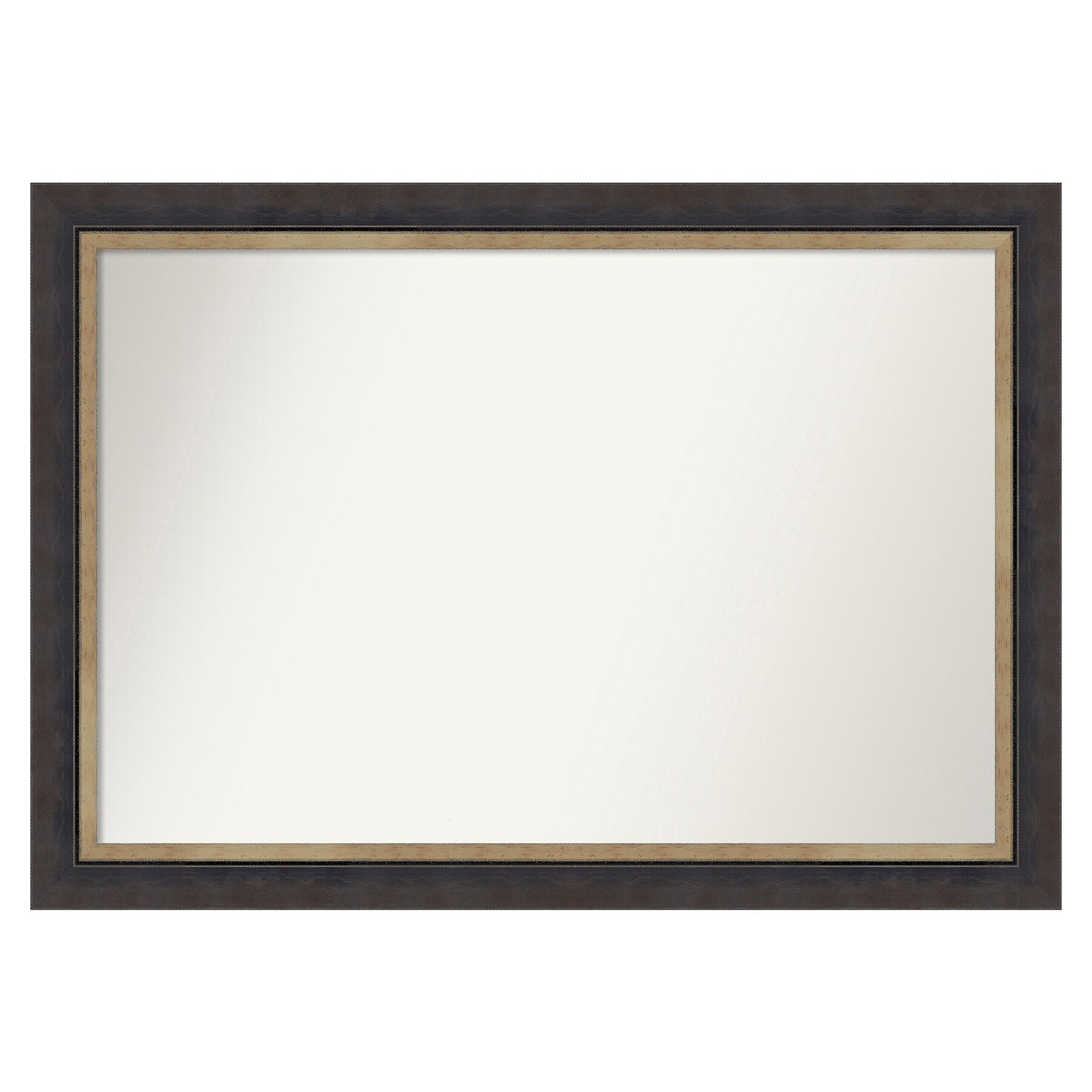 Amanti Art Hammered Charcoal Tan Frame 40.75-Inches W x 28.75-Inches H Rectangle Salon Scoop Silver Framed Vanity Mirror