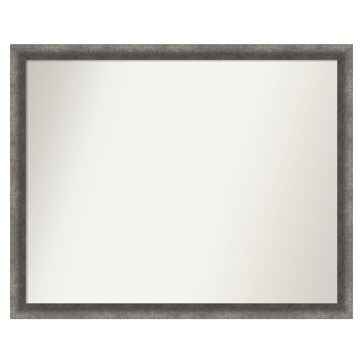 Amanti Art Burnished Concrete Narrow Frame 30.25-in W x 24.25-in H Rectangle Salon Scoop Silver Framed Wall Mirror