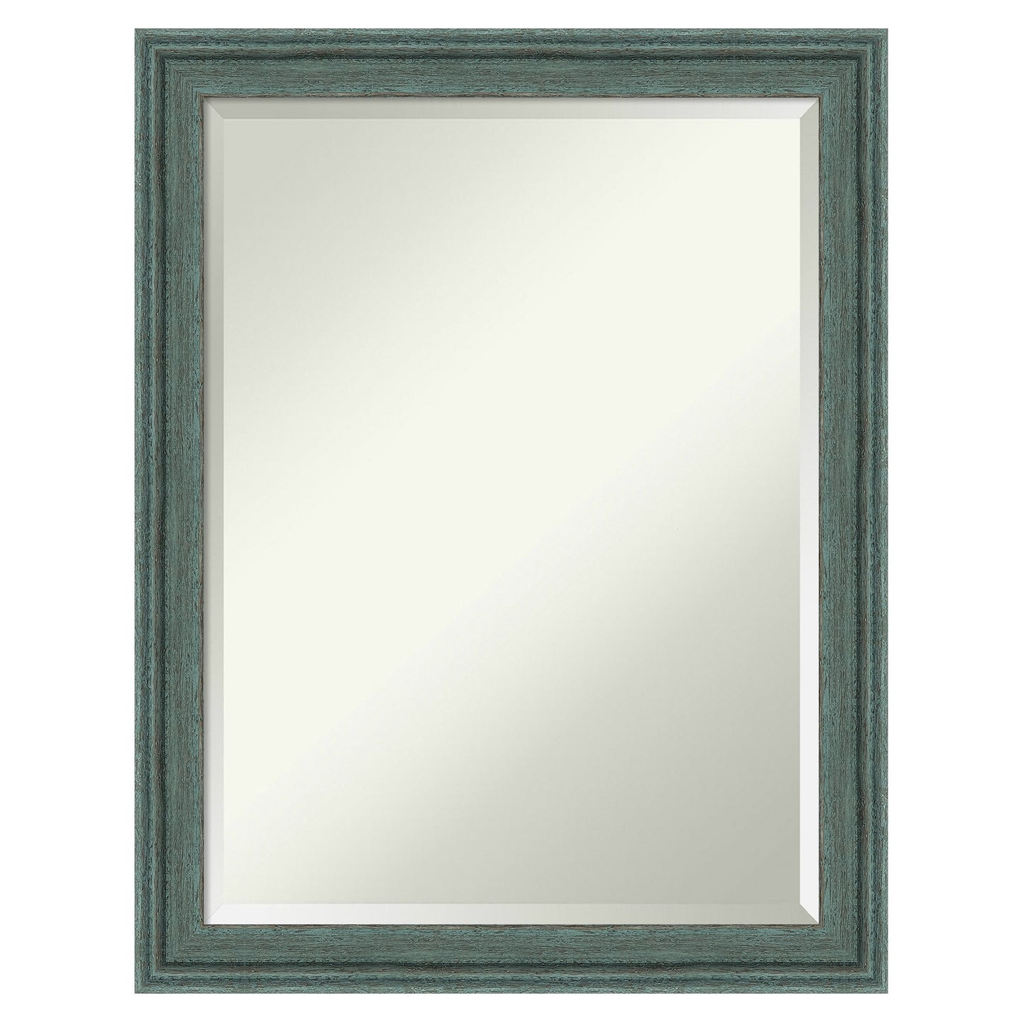 Amanti Art Upcycled Teal Grey Frame 21.5-Inches W x 27.5-Inches H Rectangle Upcycled Teal Grey Framed Vanity Mirror