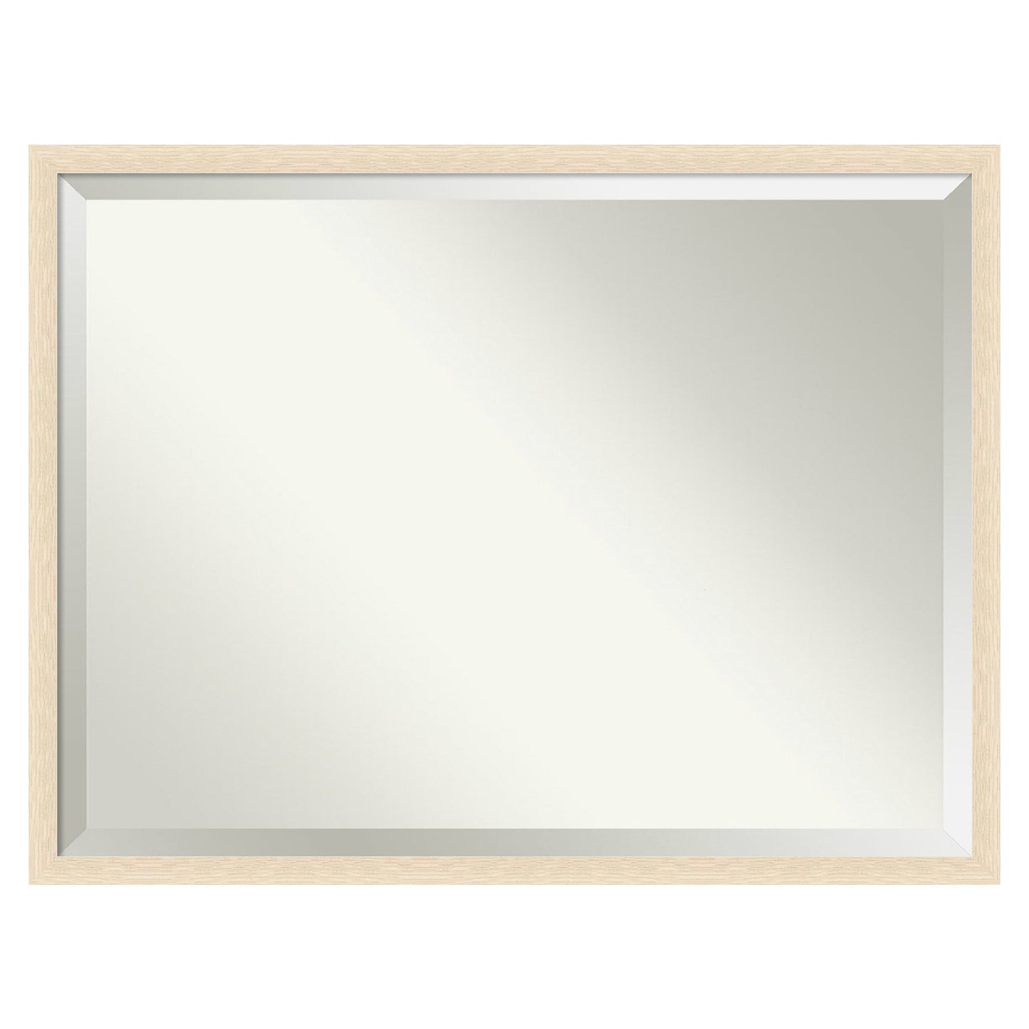 Amanti Art Woodgrain Stripe Frame 42-Inches W x 32-Inches H Rectangle Salon Scoop Silver Framed Vanity Mirror