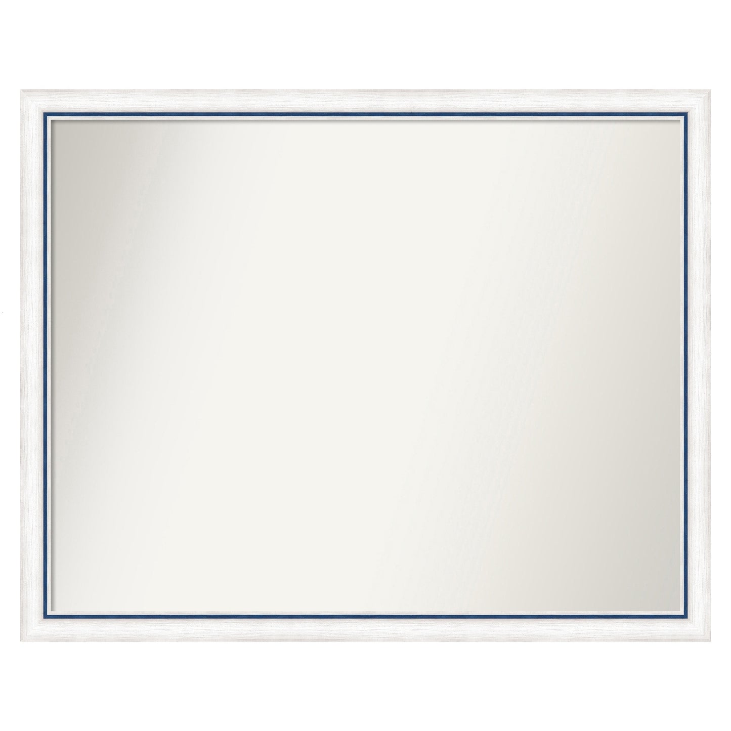 Amanti Art Morgan White Blue Frame 30.25-in W x 24.25-in H Rectangle Salon Scoop Silver Framed Wall Mirror