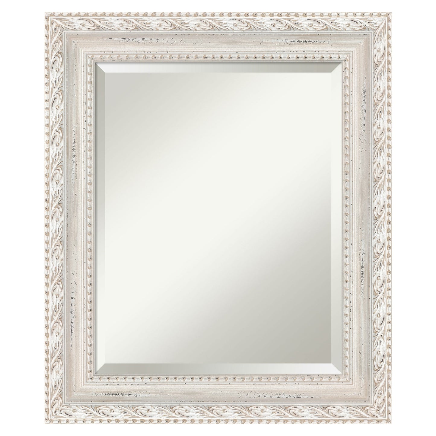 Amanti Art Opera Off White Frame 21.5-in W x 25.5-in H Rectangle Salon Scoop Silver Framed Wall Mirror