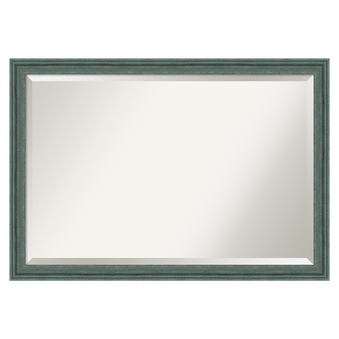 Amanti Art Upcycled Teal Grey Frame 39.5-in W x 27.5-in H Rectangle Salon Scoop Silver Framed Wall Mirror