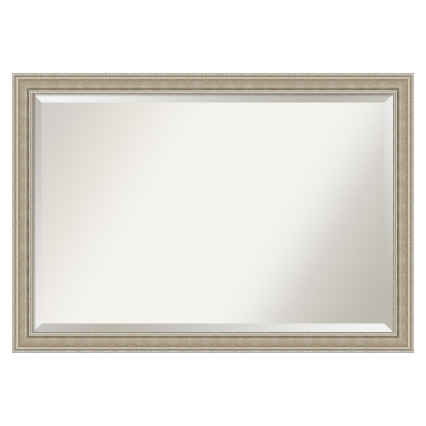 Amanti Art Mezzo Silver Frame 39.5-in W x 27.5-in H Rectangle Mezzo Silver Framed Wall Mirror