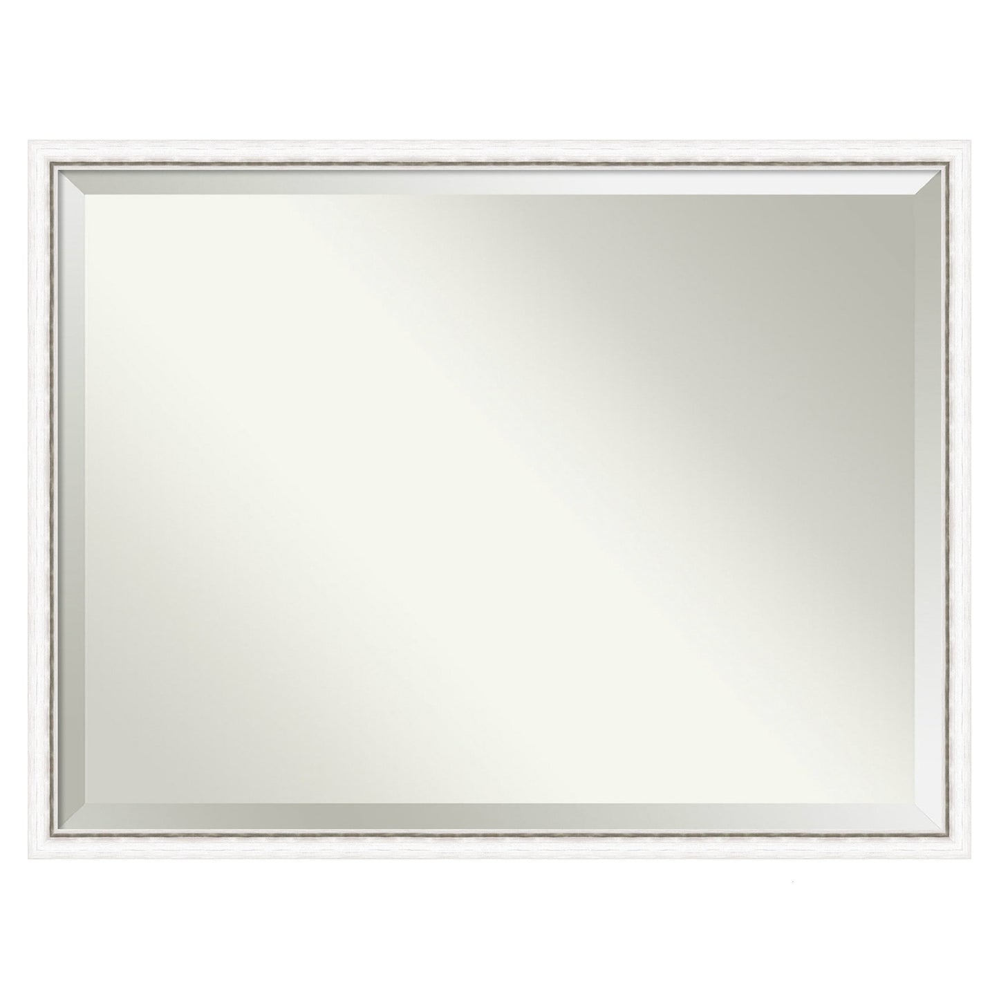 Amanti Art Morgan White Silver Frame 42.25-in W x 32.25-in H Rectangle Salon Scoop Silver Framed Wall Mirror