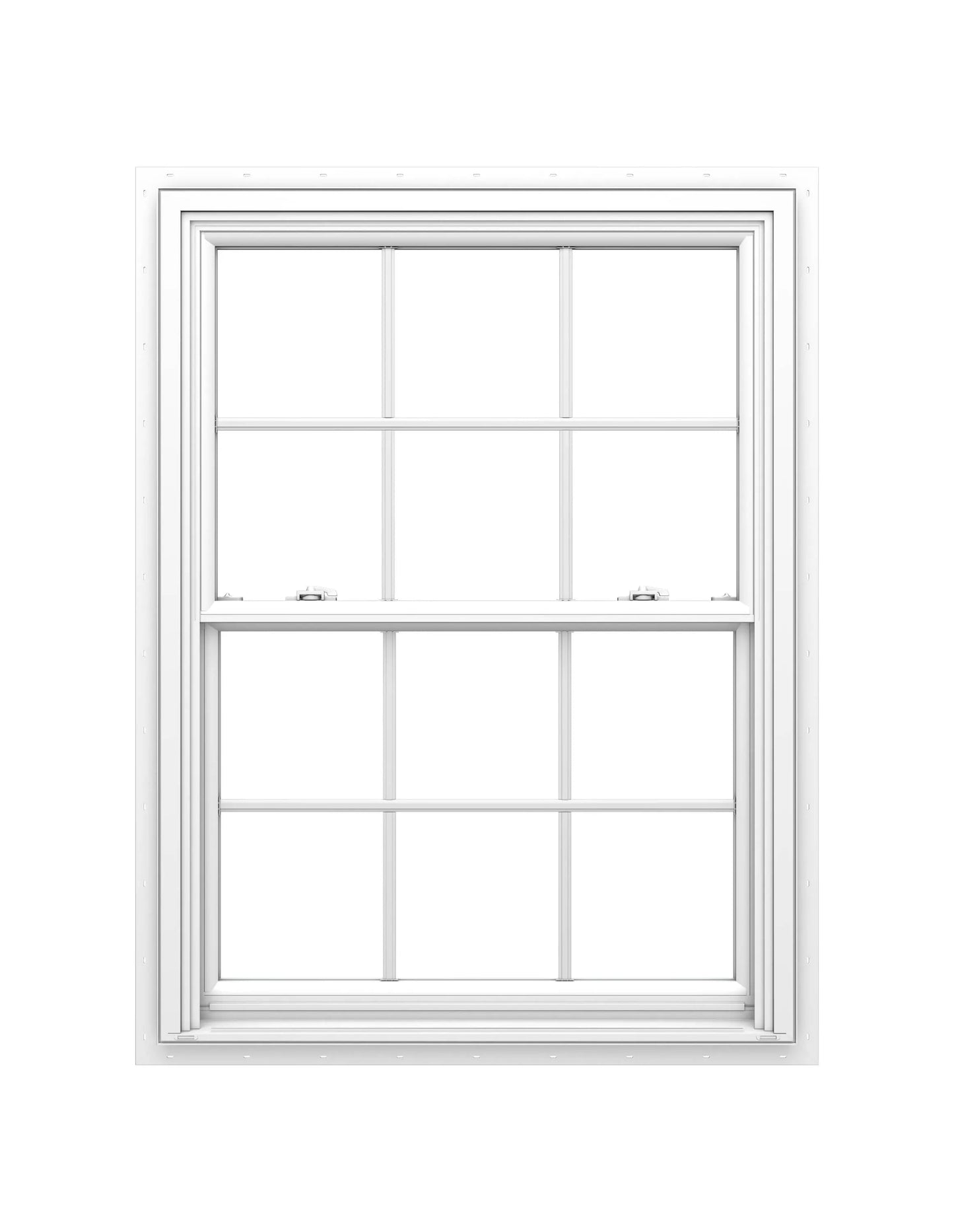 Pella 150 Series 31-1/2-in x 53-1/2-in White Exterior White Interior Vinyl New construction Double Hung Window Low-E argon Double Pane Glass with Grids (Full Screen Included)