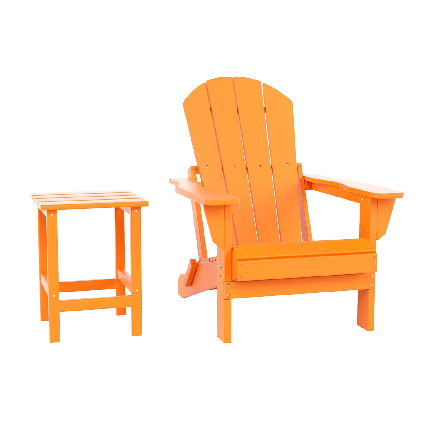 Westin Furniture Laguna Orange HDPE Frame Stationary Adirondack Chair with Slat Seat