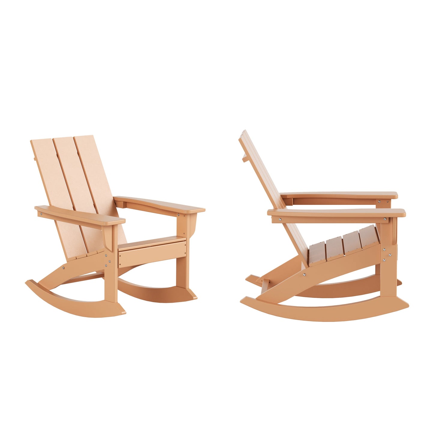 Westin Furniture Shoreside Set of 2 Teak HDPE Frame Rocking Chair with Slat Seat