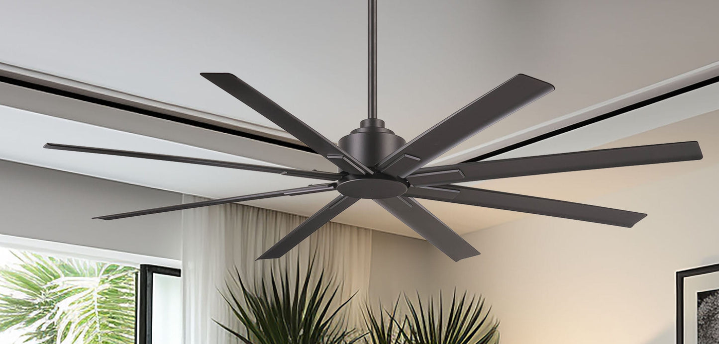 Minka Aire Xtreme H2O 65-in Smoked Iron with Smoked Iron Blades Uncovered Outdoor Ceiling Fan Light Kit Compatible 8 -Blade