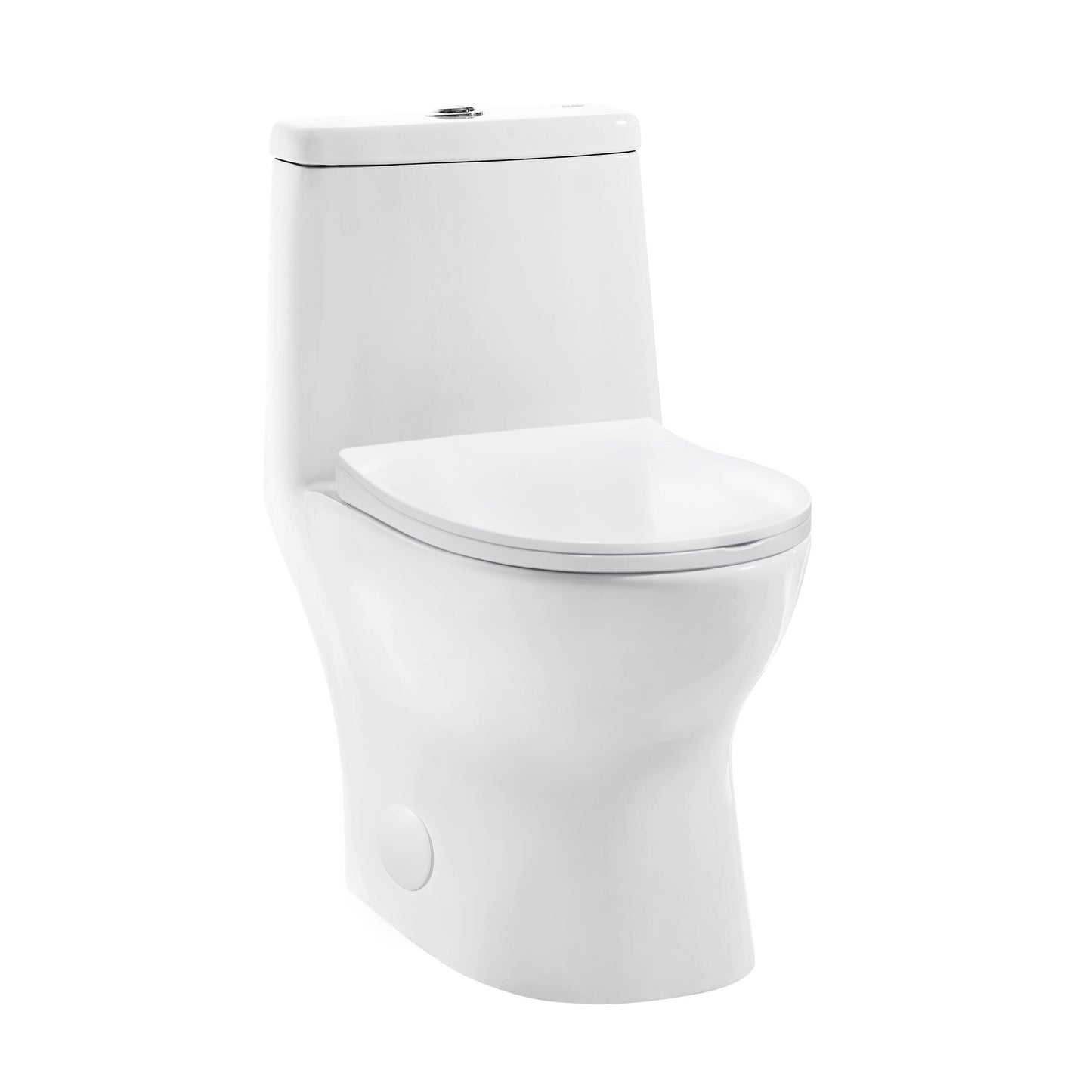 Swiss Madison Dieppe Glossy White Elongated Standard height 10-in Rough-In 1.6 GPF Dual Flush Smart Compatible Soft Close 1-piece Toilet