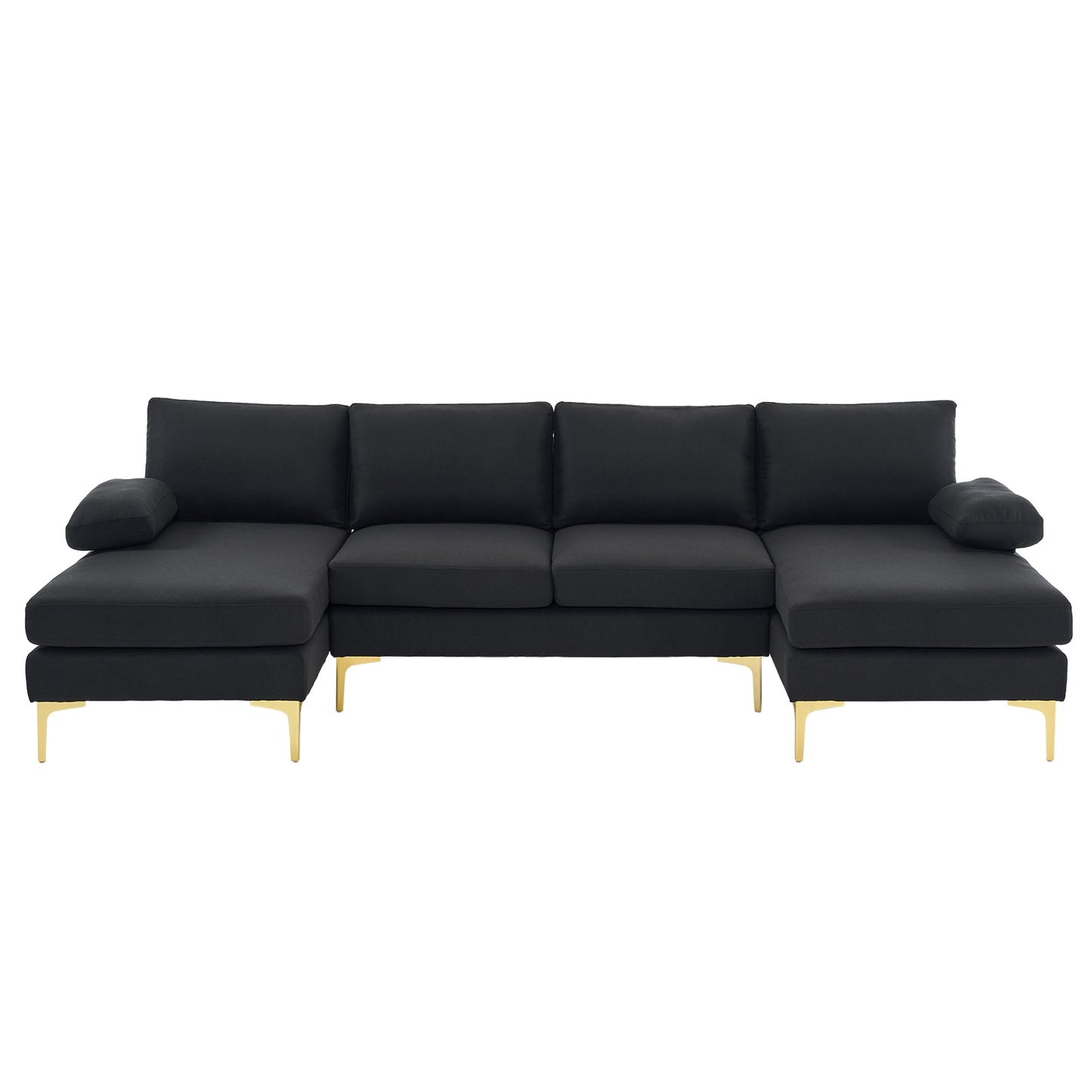 Outopee 110.2-in W Modern Black Linen Sectional with Slipcover