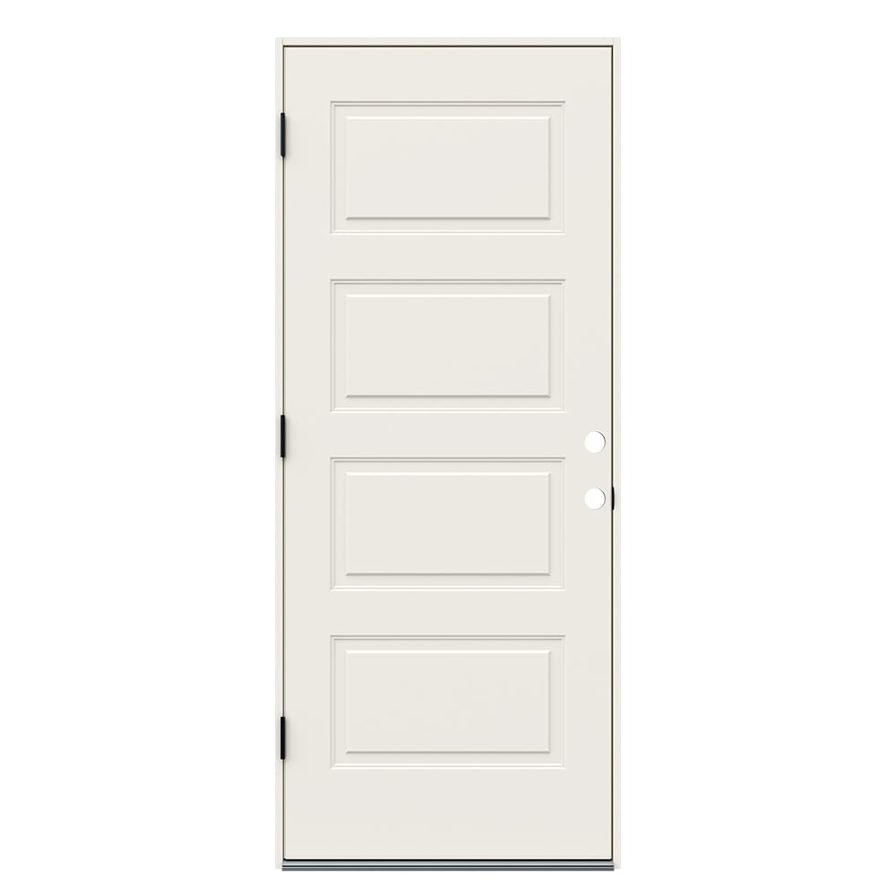 JELD-WEN 32-in x 80-in x Steel No glass Right-hand outswing Primed Prehung Front Door Insulating core