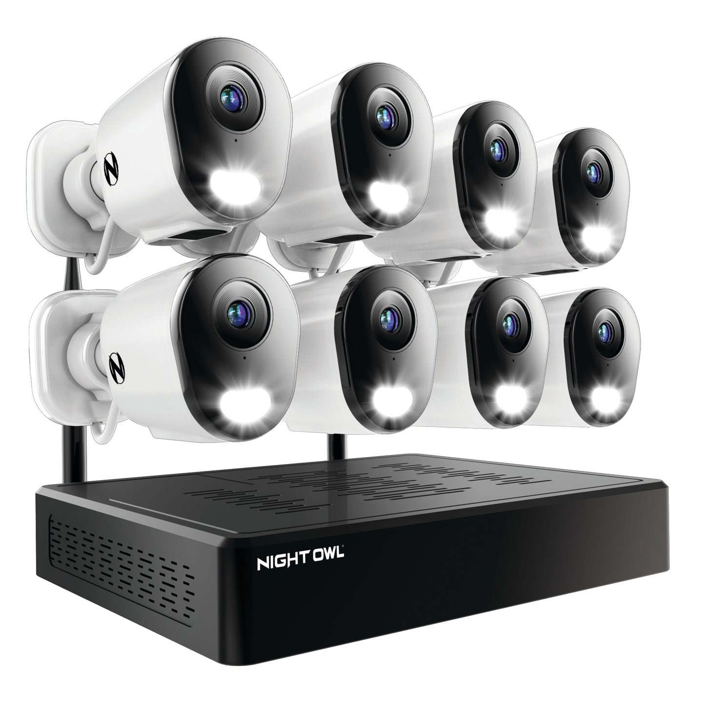Night Owl BTWN8 Indoor/Outdoor 10-Channel 8-Camera 2K Plug-in Spotlight 1Tb Hard Drive Security Camera System