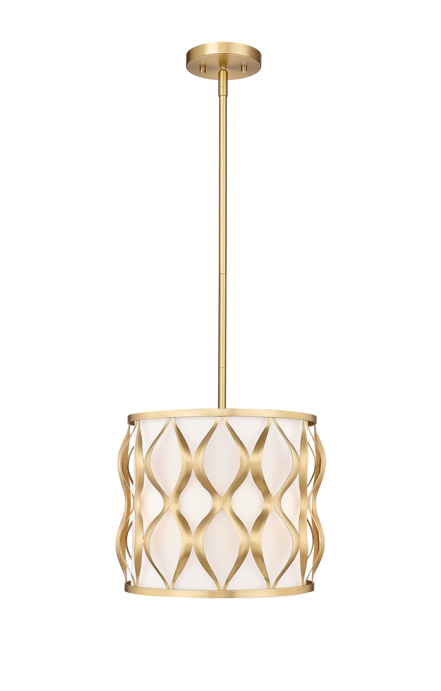 Z-Lite Harden 3 -Light Modern Gold Modern/contemporary Fabric Drum Medium Indoor Hanging Pendant Light