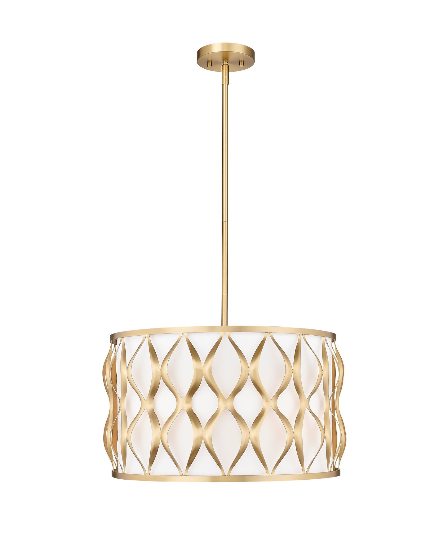Z-Lite Harden 5 -Light Modern Gold Modern/contemporary Fabric Drum Medium Indoor Hanging Pendant Light
