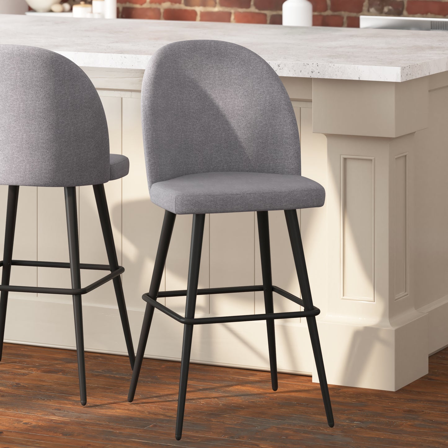 Taylor & Logan Gray Faux Leather 30.0-in H Bar height Upholstered Metal Bar Stool 2 -Pack