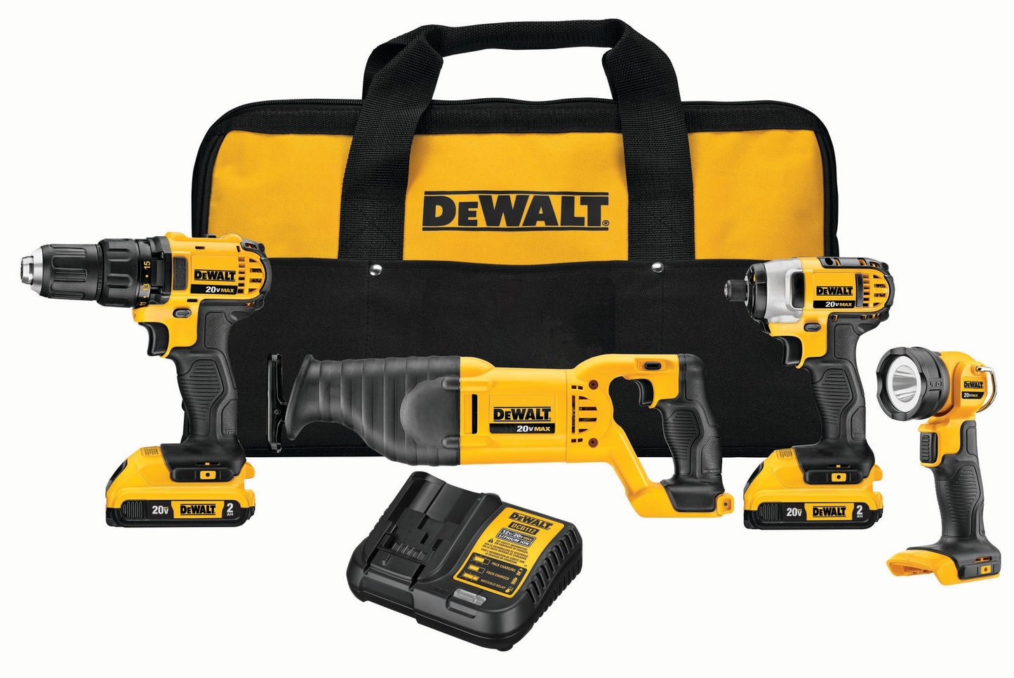 DEWALT 4-Tool 20-Volt Max Power Tool Combo Kit with Soft Case (2-Batteries and charger Included) DCK420D2