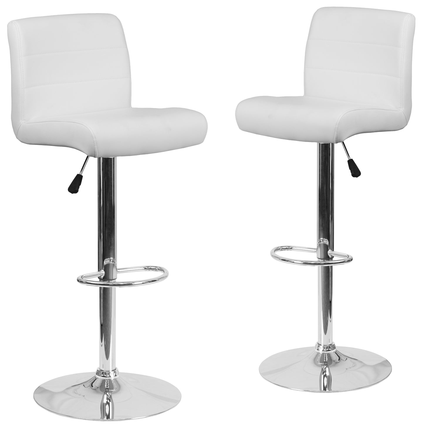 Flash Furniture White 26.25-in H Adjustable Counter height Upholstered Swivel Metal Bar Stool