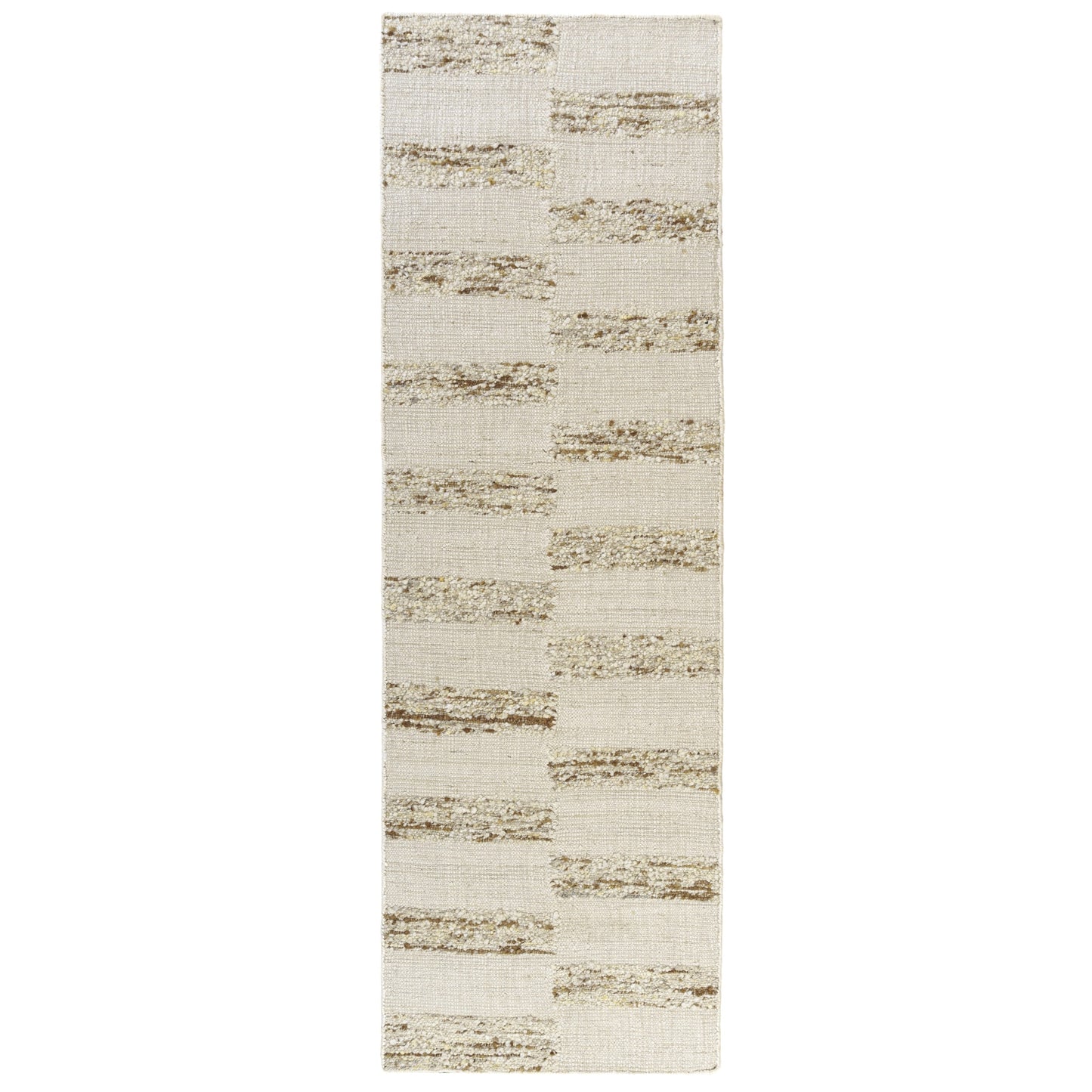 LR Home 2 x 8 (ft) Wool Ivory/Natural Rectangular Indoor Geometric Farmhouse/Cottage Spot Clean Only Runner rug