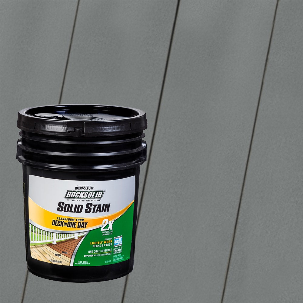 Rust-Oleum RockSolid 2X Solid Stain Pre-Tinted Gray Solid Exterior Wood Stain and Sealer in One ( 5-gallon )