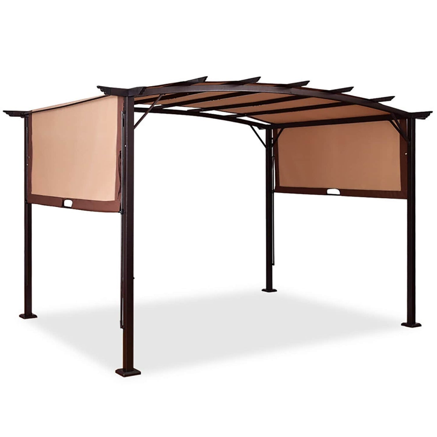 GZMR 12-ft x 9-ft 12 x 9 Feet Outdoor Pergola Gazebo Brown + Cream with Soft Top Roof